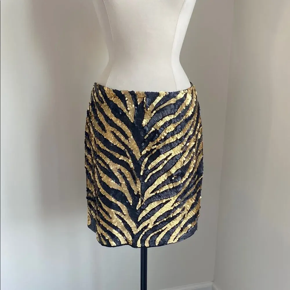 Vintage Lillie Rubin Sequin Zebra Mini Skirt Size 8 Silk - Picture 2 of 6